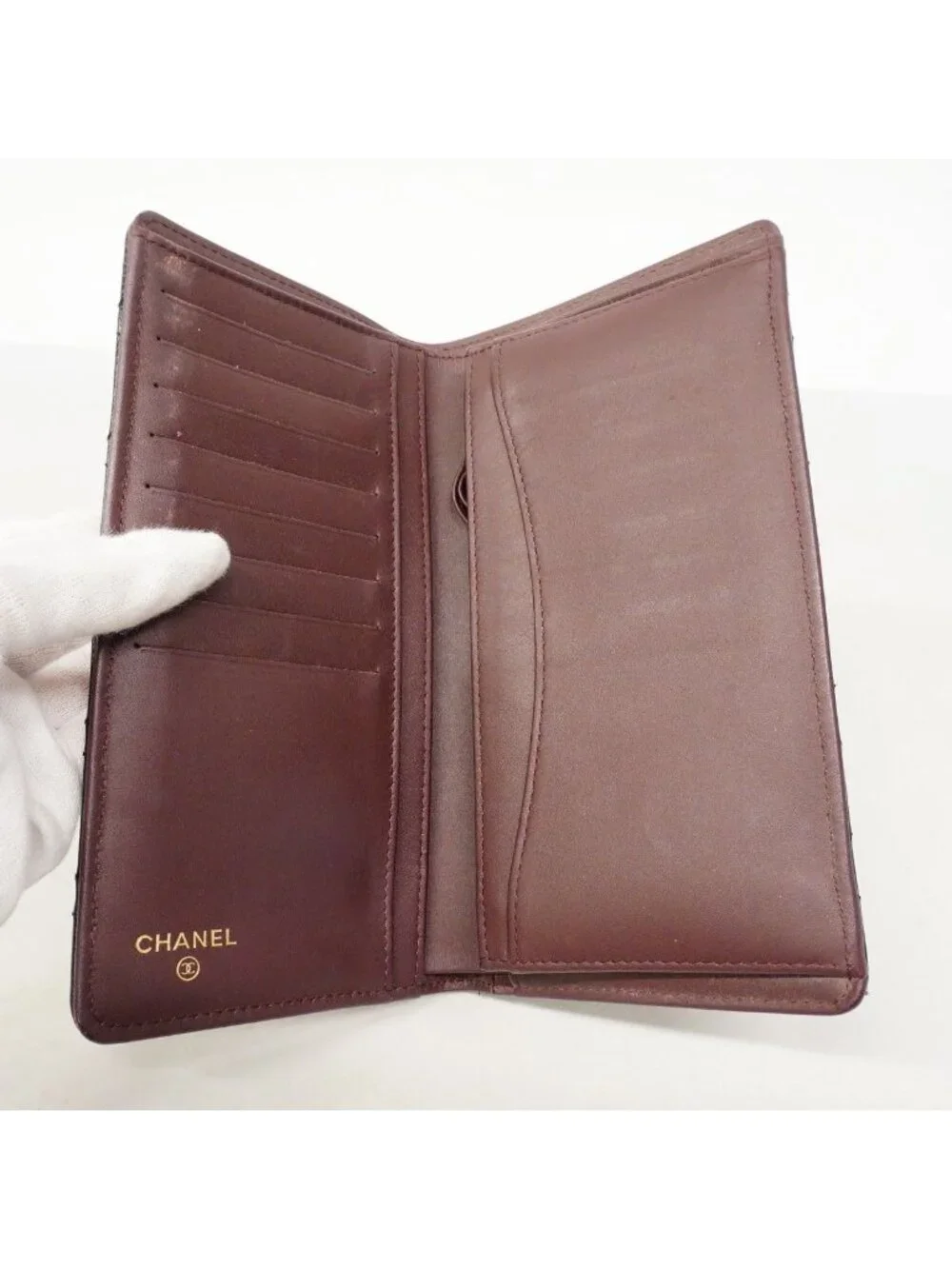 Chanel Wallet Quilted Caviar Leather Black Gold
